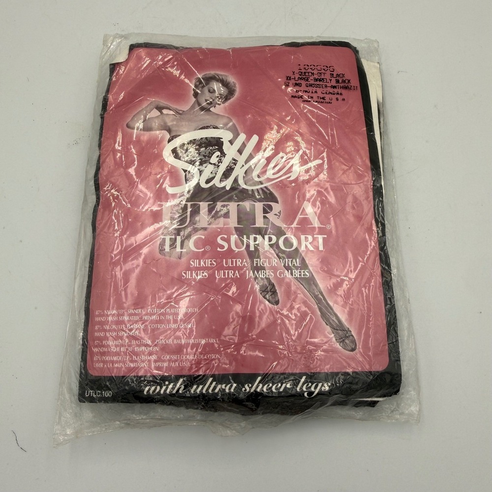 Silkies Ultra TLC Support Pantyhose Barely Black X-Queen XX-Large Sheer UTLC 100